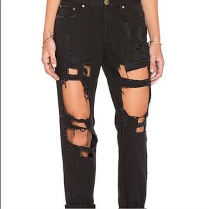 Reverse | Black Destroyed Boyfriend Jean
